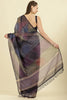 Navy Organza Cotton Printed Saree