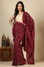 Wine Modal Silk Saree with Zari Pinstripes