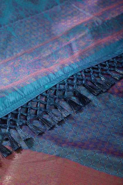 Blue Color Cotton Silk Resham & Zari Woven Saree