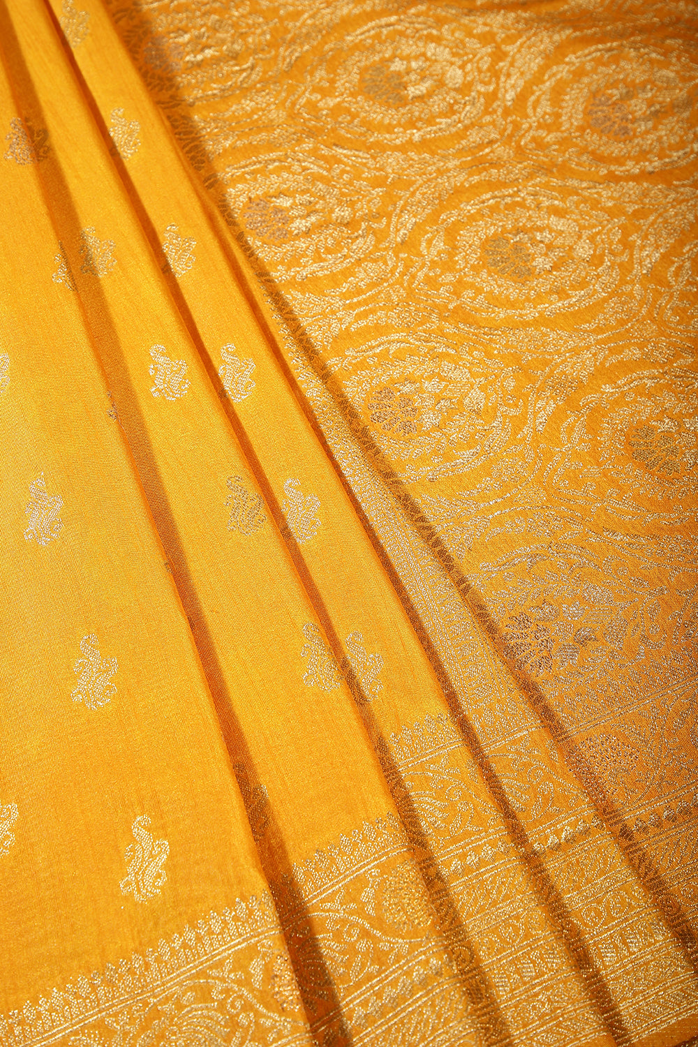 Mustard Color Mulberry Silk Woven Saree