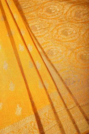 Mustard Color Mulberry Silk Woven Saree