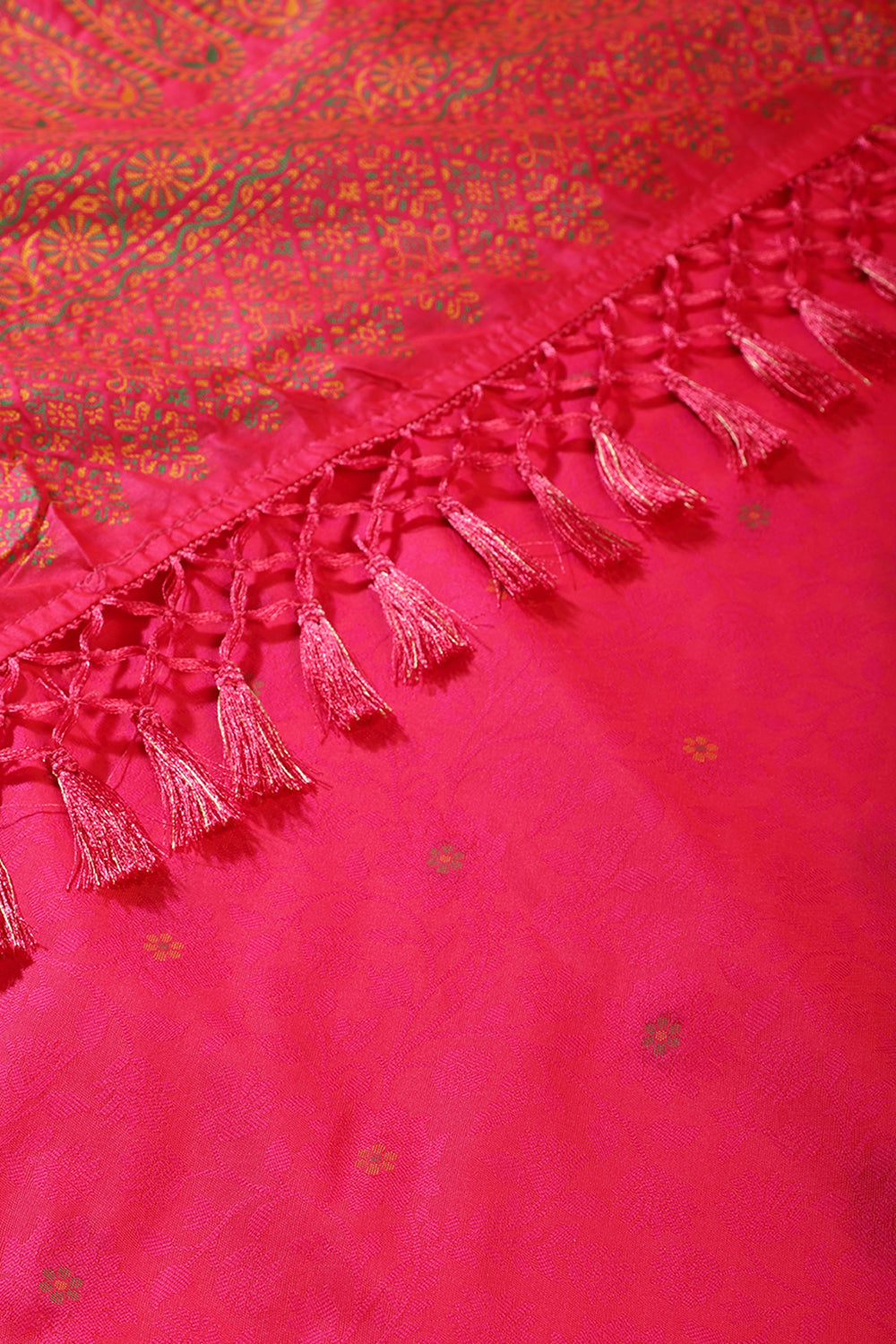 Orange & Fuchsia Silk Resham And Zari Woven Saree