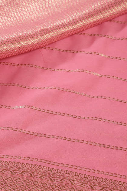 Pink Color Georgette Saree with Zari Pinstripes