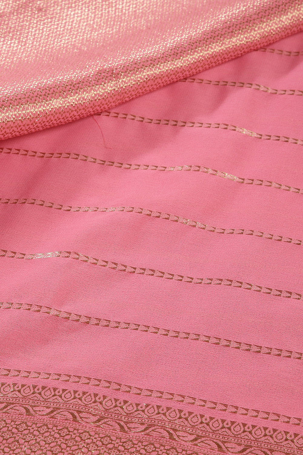 Pink Color Georgette Saree with Zari Pinstripes