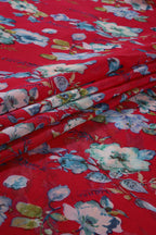 Magenta Pink Color Floral Printed Chiffon Saree