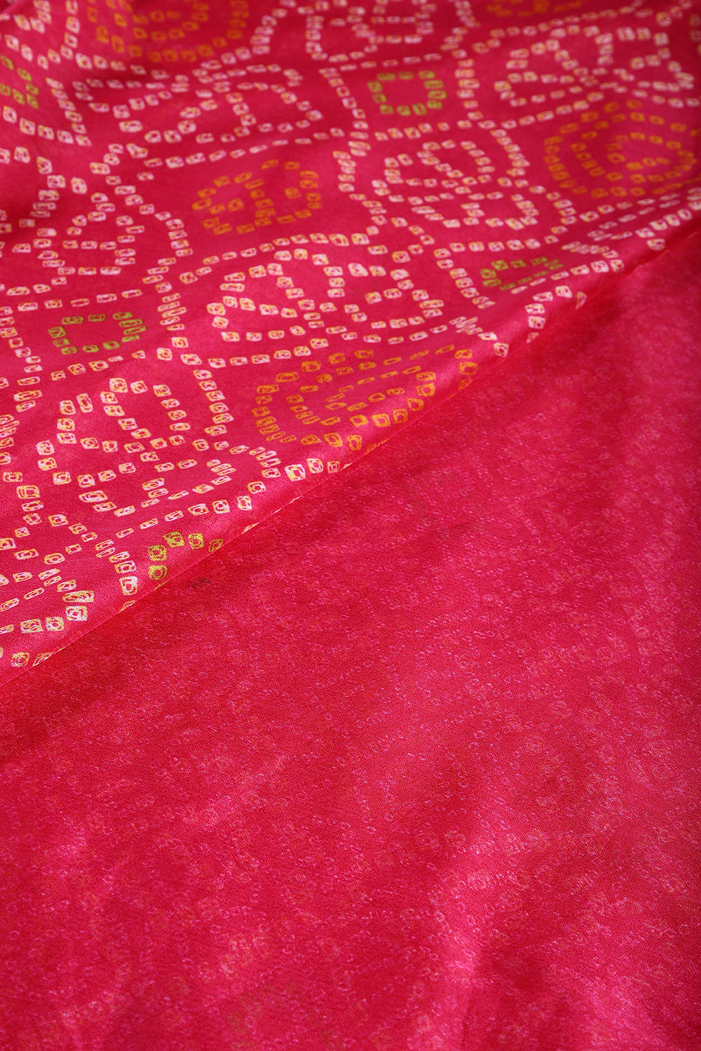 Magenta Pink Color Chiffon Bandhani Printed Saree
