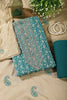 Teal Blue Cotton Digital Buta-Printed & Neck Embroidered Unstitched Suit