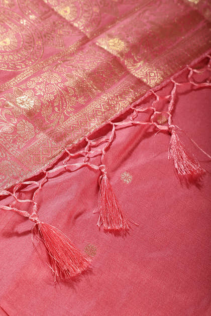 Dusty Pink Art Silk Zari Woven Saree