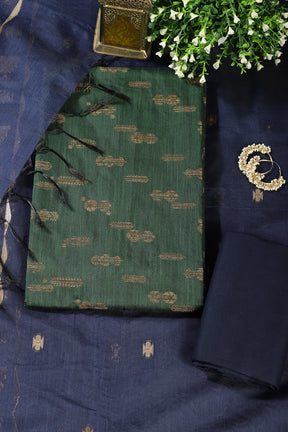 Green Chanderi Silk Woven Unstitched Suit