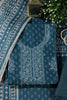 Blue Chanderi Silk Printed And Embroidered Unstitched Suit Material