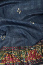 Blue Madhubani Printed Tussar Silk Saree