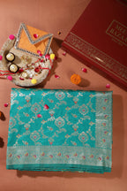 Sea Green Colour Banarasi Silk Woven Saree