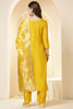 Mustard Color Silk Neck Embroidered Suit Set