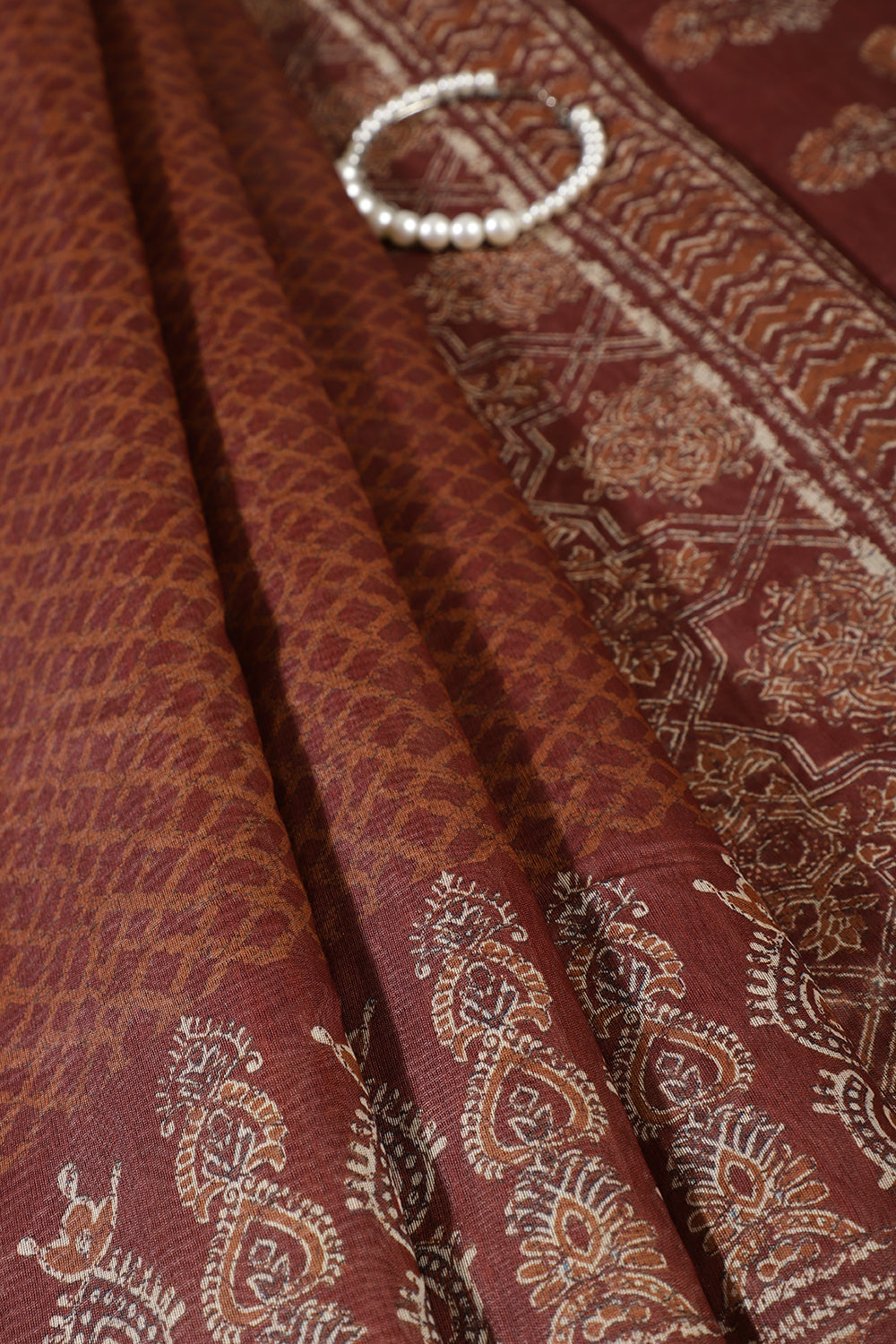 Brown Color Cotton Printed Saree