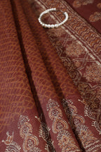 Brown Color Cotton Printed Saree