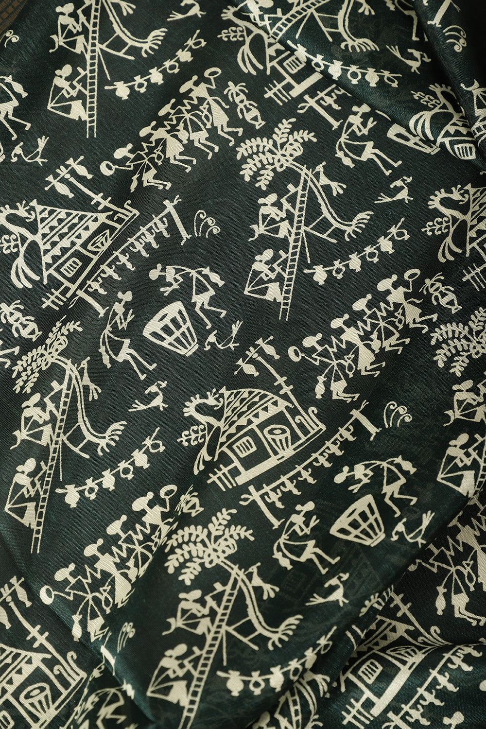 Bottle Green Cotton Silk Printed Saree