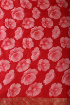 Red Chiffon Floral Printed Saree