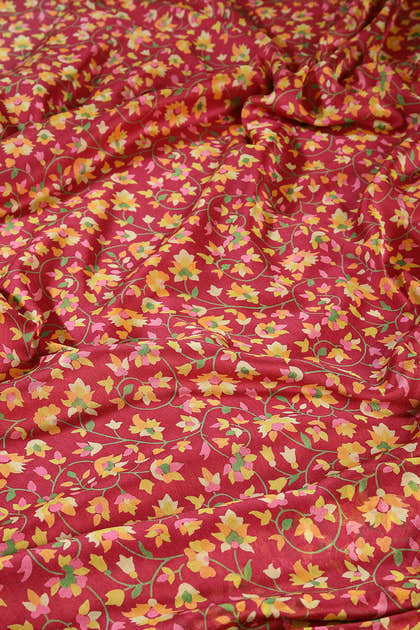 Shiraz Color Chiffon Floral Zari Border Printed Saree