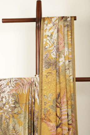 Mustard Jacquard Silk Lasa Printed Saree