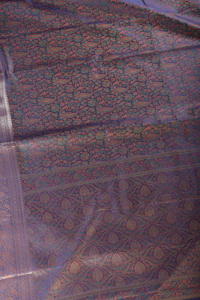 Blue Paper Silk Floral and Paisley Resham & Zari Woven Saree