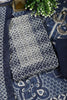 Navy Blue Cotton Silk Printed and Neck Embroidered Unstitched Suit