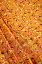 Mustard Color Chiffon Floral Zari Border Printed Saree