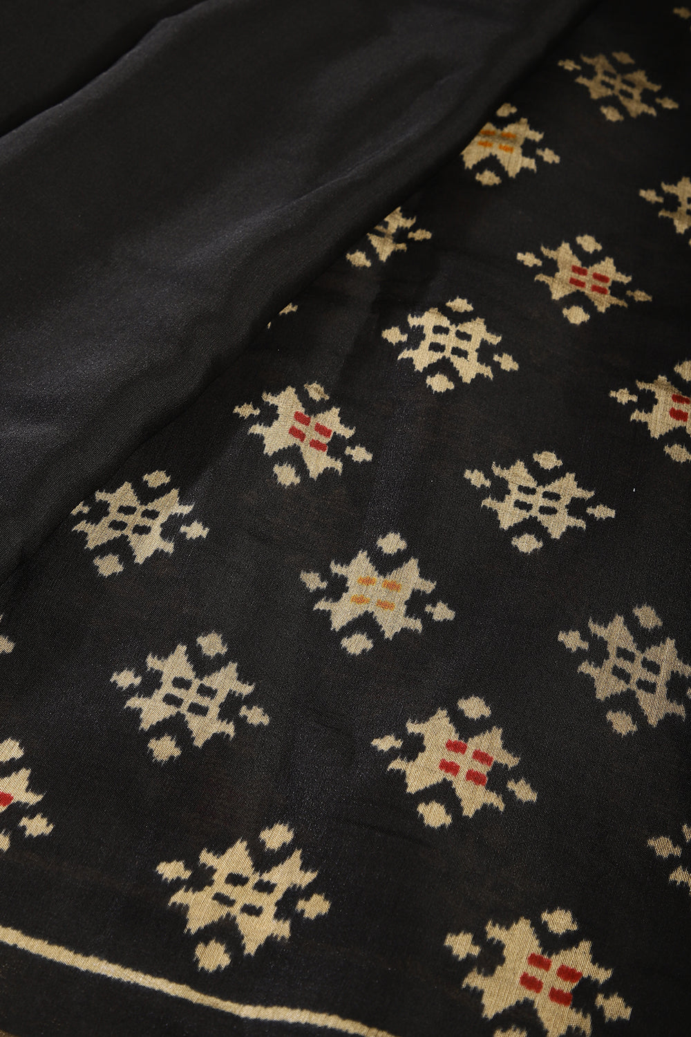 Black Color Printed Chanderi Cotton Saree with Zari Border