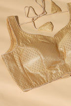 Gold Brocade Silk Zari Woven Readymade Blouse