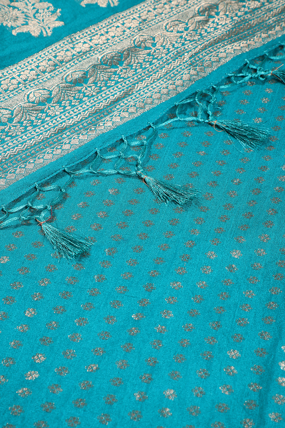 Teal Colour Cotton Silk Zari Woven Saree