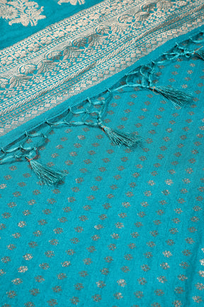 Teal Colour Cotton Silk Zari Woven Saree