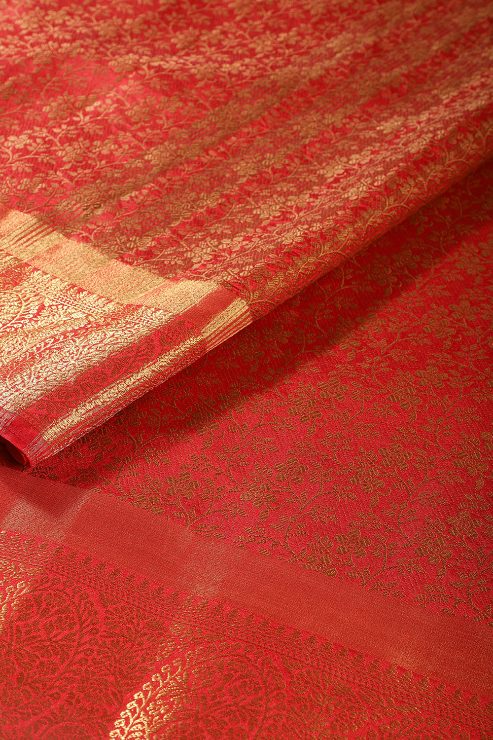 Red Color Silk Floral Resham & Zari Woven Saree