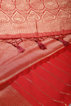 Red Color Georgette Saree with Zari Pinstripes