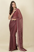 Wine Georgette Printed Saree