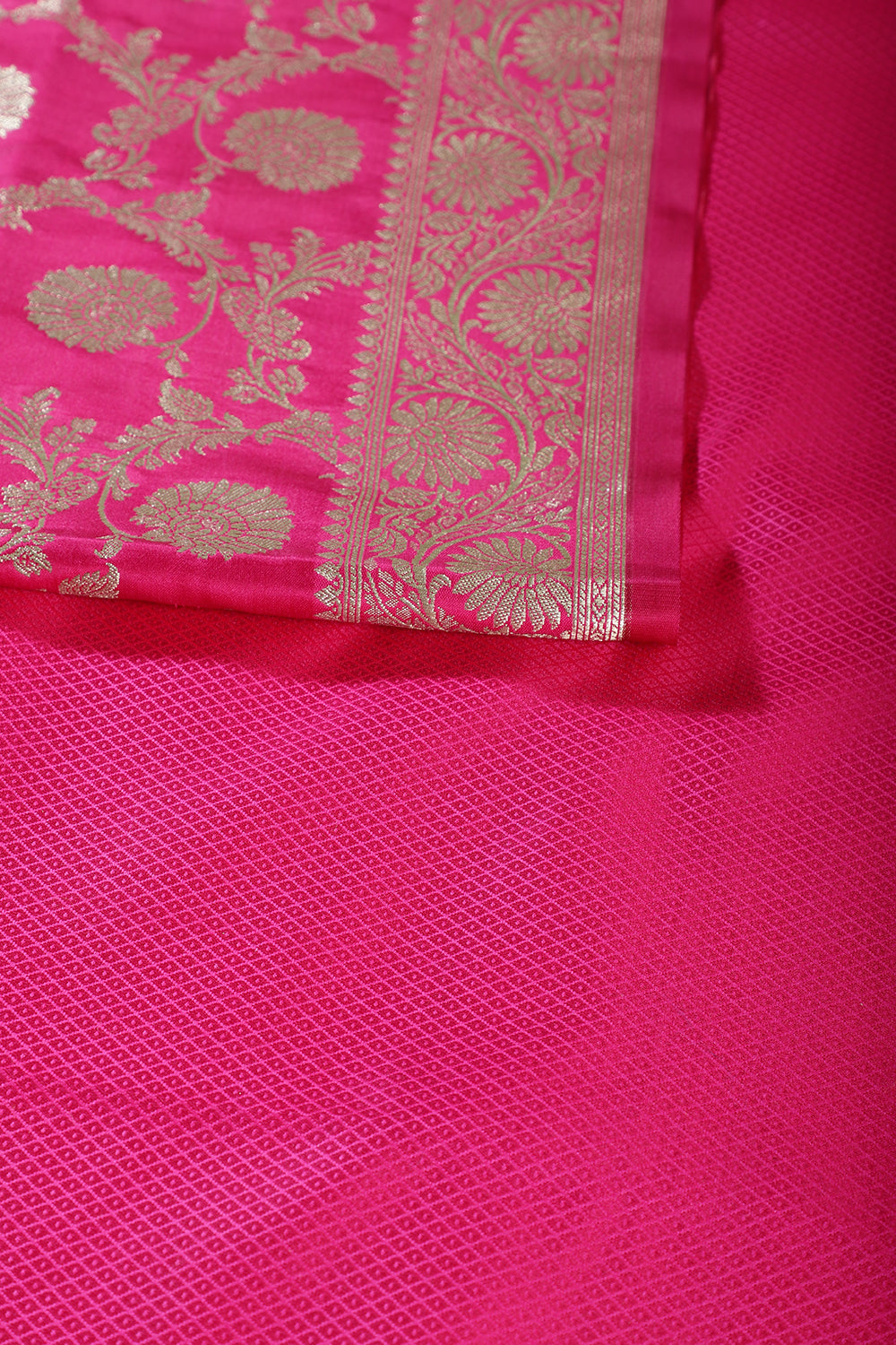 Fuchsia Pink Zari Woven Banarasi Silk Saree