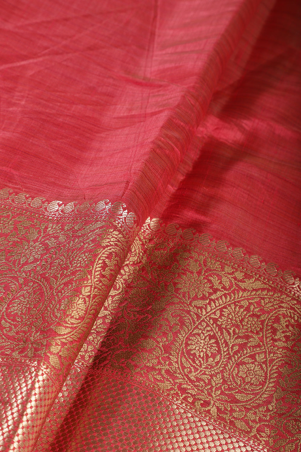 Carmine Red Cotton Silk Woven Saree