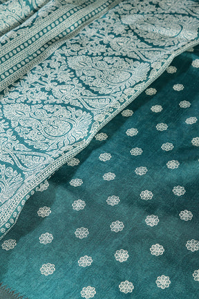 Rama Color Cotton Silk Block Printed Sar