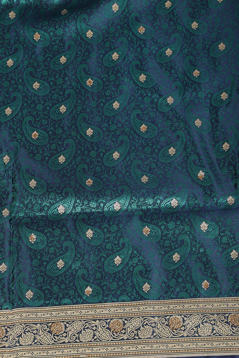 Navy & Tourquise Color Banarasi Silk Woven Saree