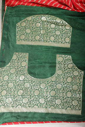 Red Modal Silk Saree with Zari Pinstripes