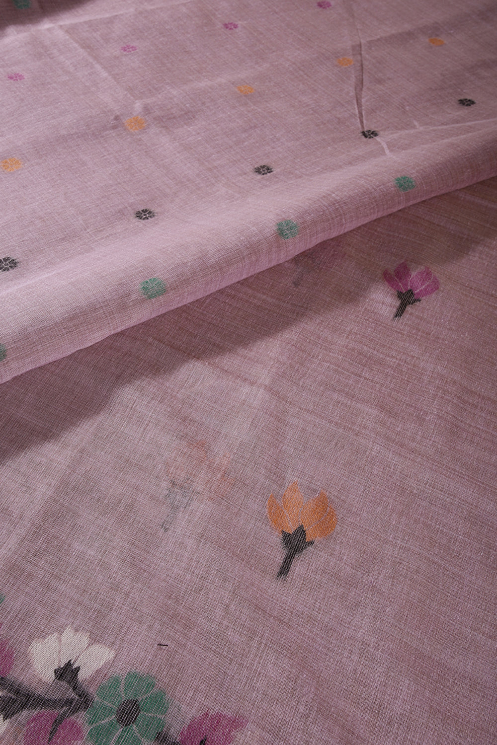 Lavender Color Chanderi Cotton Resham Woven Saree