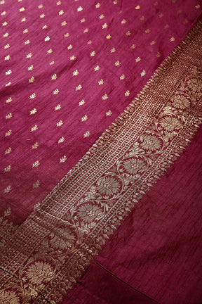 Burgundy Color Raw Silk Woven Saree