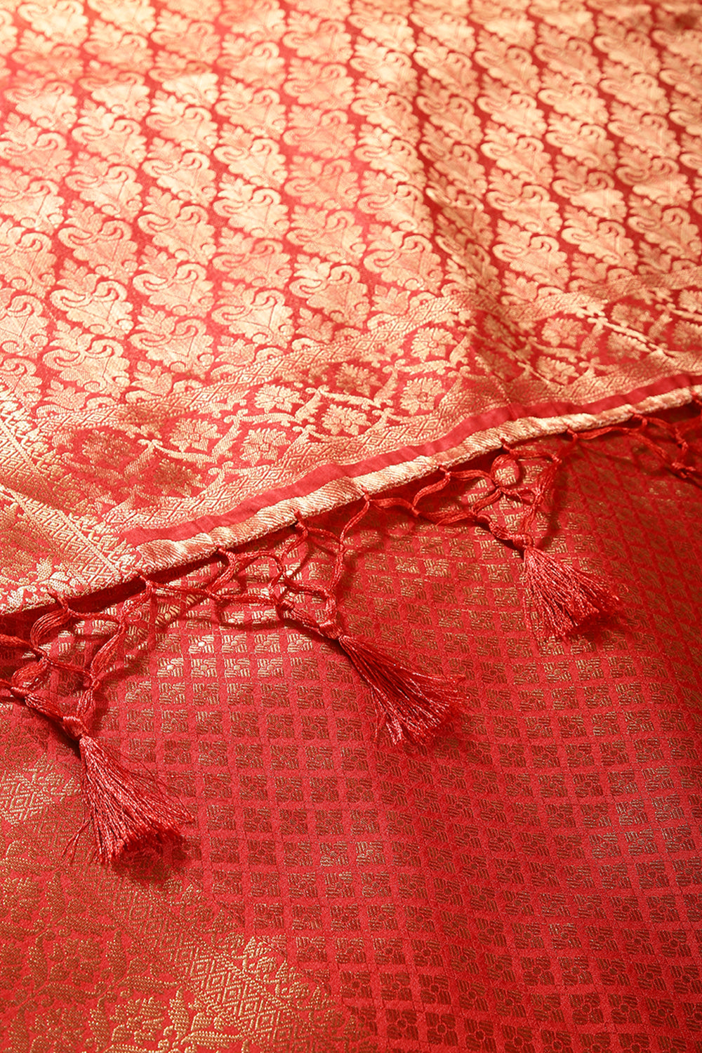 Yellow & Red Ombré  Silk Zari Woven Saree