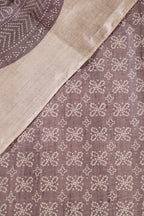 Beige And Grey Tussar Silk Printed Saree