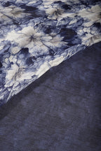 Navy Color Chiffon Floral Printed Saree