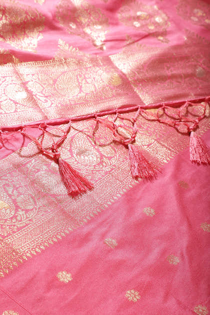 Pink Zari Woven South Silk Saree