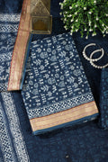 Navy Warli Print Cotton Unstitched Suit Material