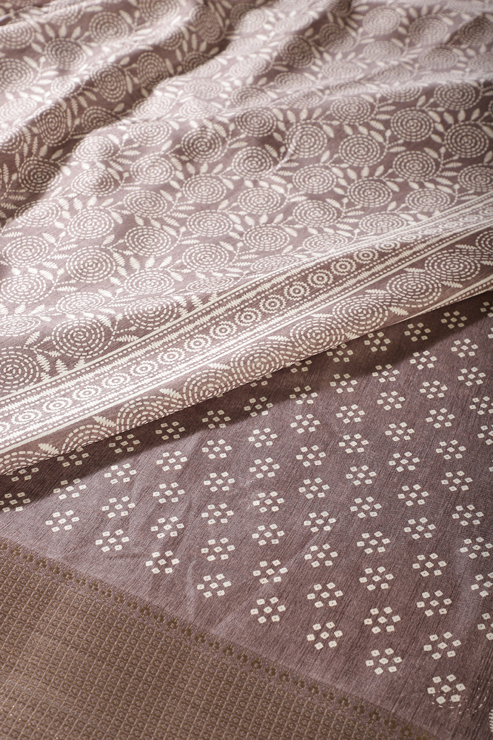 Dusty Mauve Colour Printed & Woven Cotton Silk Saree