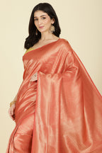 Dark Peach Colour Soft Silk Leheria Zari Woven Saree
