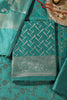 Teal Green Colour Zari Woven Silk Unstitched Suit Material