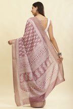 Mauve Cotton Silk Boota Printed And Zari Woven Saree
