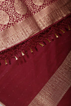 Dark Scarlet Colour Silk Zari Woven Saree